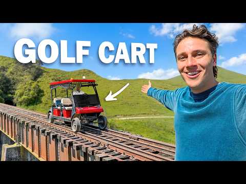 Driving a GOLF CART on TRAIN TRACKS