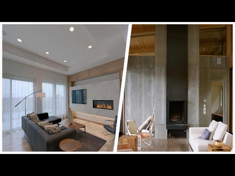 75 Living Space With A Plaster Fireplace And A Concrete Fireplace Design Ideas You'll Love 🔴