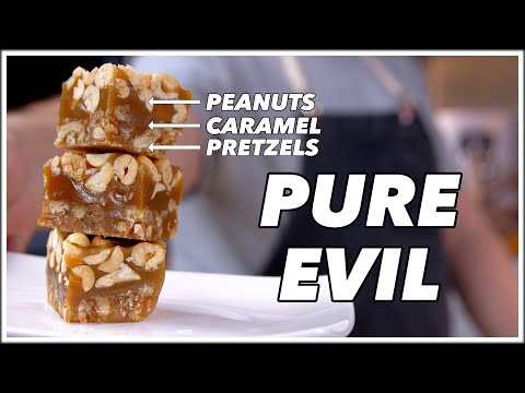 Pure EVIL Pretzel Peanut Caramel Squares - Glen And Friends Cooking