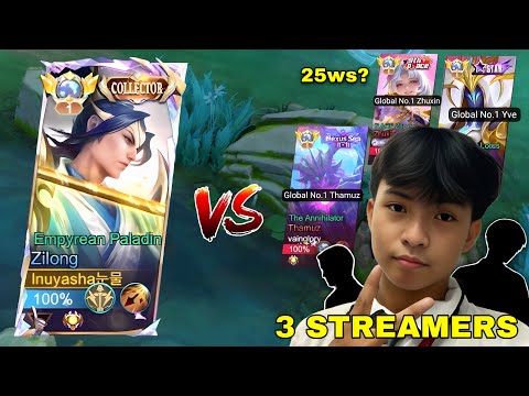 Inuyasha vs 3 Streamers 😱 | Apat Sila Top Global?! + 25 Winstreak + 900 Stars Mythical Immortal