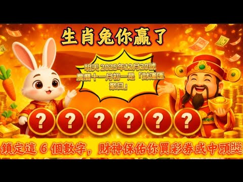 生肖兔你赢了!明天2025年12月20號農曆十一月初一是財運匯聚日,鎖定這 6 個數字,財神保佑你買彩券或中頭獎#風水變化#先知#屬相運勢#家運#提升運勢#生肖兔#招財數字