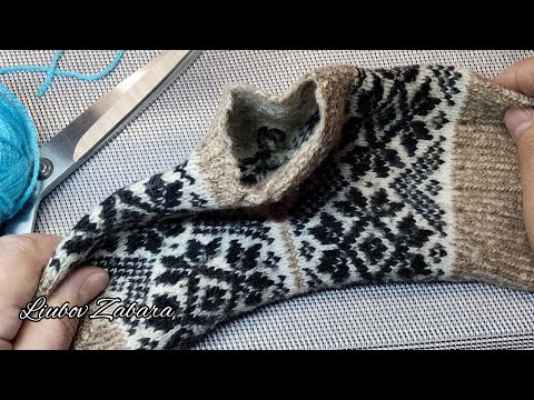 SEW THE SOCK BEAUTIFULLY, CAREFULLY. NEW METHOD. KNITTING WITHOUT SPOKES AND HOOK.