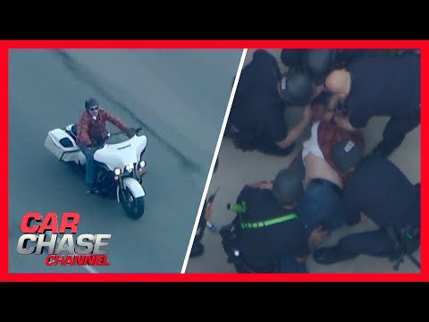 Motorcycle Chase: Motorcyclist chased after allegedly pointing gun at police | Car Chase Channel