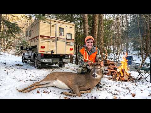 72 HOURS winter truck camping and hunting in the snow (freezing temps)