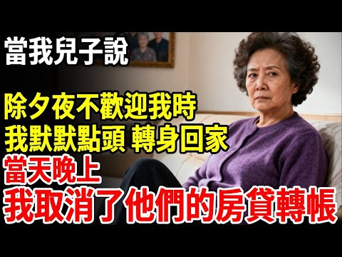 當我兒子說,除夕夜不歡迎我時,我默默點頭,轉身回家,當天晚上,我就取消了他們的房貸轉賬#老年健康 #為人處世 #老年生活 #老人社
