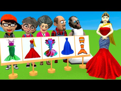 Scary Teacher 3d vs Squid Game Draw a Costume to Help The Beautiful Mermaid 5 Times Challenge