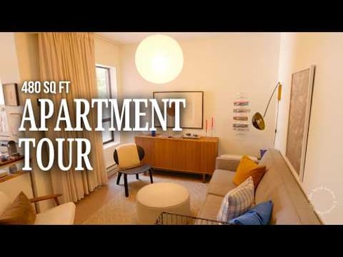 Touring a Small Mid-Century Modern Apartment in Toronto, 480sqft/45sqm