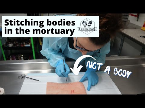 Different sutures used by a mortician