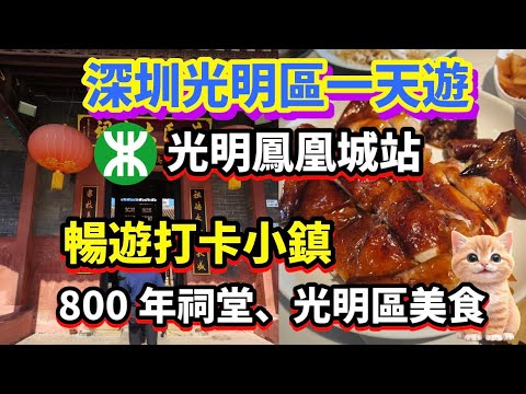 深圳一天遊 | 光明區 | 鳳凰城站 | 參觀800年祠堂 | 文藝古鎮 | 光明區美食,柴火燒鵝, 炭火叉燒, 脆皮柴火烤雞,巨型蝦餅 #景區 #深圳 #北上消費 #深圳貝貝貓