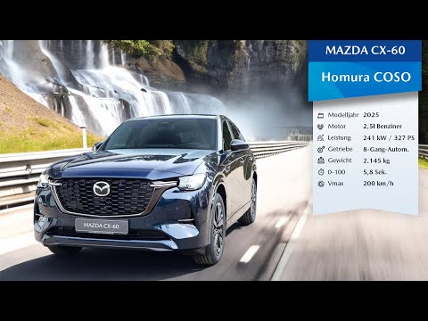 2025 Mazda CX-60 327PS PHEV Homura mit Anhängerkupplung schwenkbar (4K) | 360° Rundgang