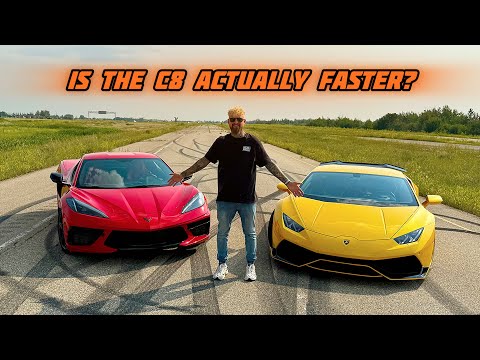 C8 Corvette Stingray VS Lamborghini Huracan - Walk Around & DRAG RACE