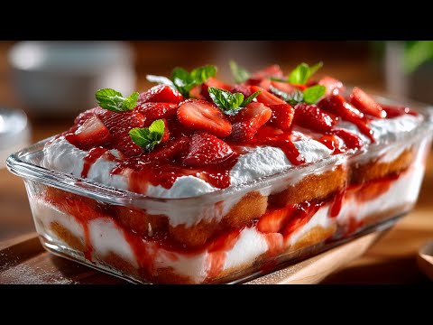 Strawberry tiramisu without an oven in 10 minutes