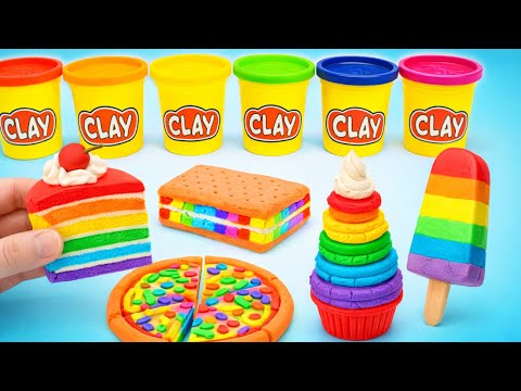 Super Colorful Rainbow Treats! 🌈🍭 Creating Sweet Clay Crafts ✨