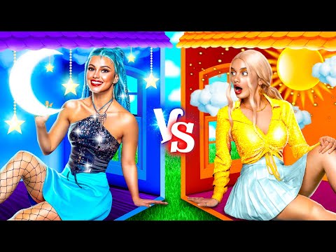 Tagmädchen gegen Nachtmädchen! EINFARBIGES – HAUS - HERAUSFORDERUNG