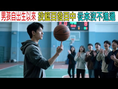 男孩自出生以來,投籃百發百中,距離20米都行,從來沒不進過!