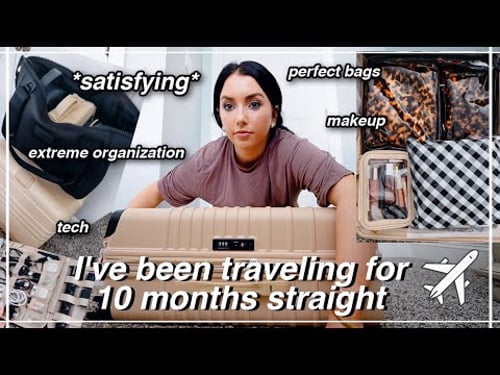 EXTREME pack & organize with me, best suitcase, travel tips, carryon, makeup bags ✈️ *satisfying*