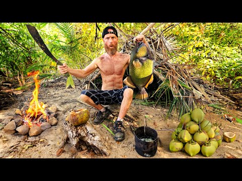 9-DAYS Survival Camping on a DESERT ISLAND - Surprised by KNIFE WIELDING Native Hunters!!!