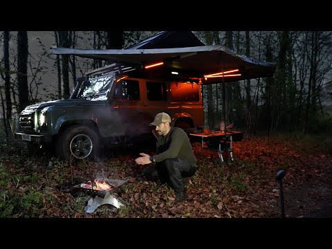4x4 Camping in Land Rover Defender - Overland Setup, Roof Tent & Awning