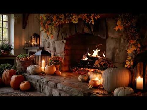 Peaceful Autumn Fireplace β | Gentle Jazz Harmony | Calm, Study & Relax