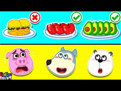 О нет! Я съел слишком много вредной еды! | Полезные пищевые привычки для детей | Wolfoo Russian