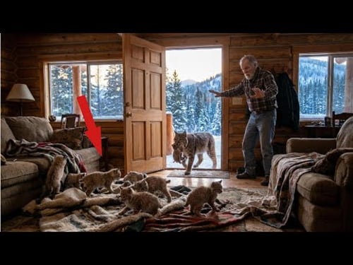 "5... 6... 7 Kittens?! This Bobcat Dad Just Overwhelmed My Entire Cabin! 😲"