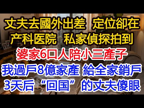 丈夫說去國外出差三天,定位顯示人在產科醫院,婆家6口人一起陪同小三產子,我沒鬧,幹了三件事,“回國”的丈夫傻眼了!#為人處世 #生活經驗 #情感故事 #故事 #小說 #戀愛 #情感 #婚姻
