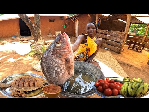 Deep Fried To Crisp | Typical Village Frying Huge Fish served With Sauce and Ugali fot Lunch
