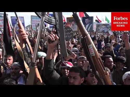 RAW VIDEO: Houthis Hold Mass Rally In Sana'a, Yemen, Amid Entry Into Iran War