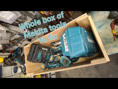 Repairing a whole box of Makita power tools that were sent in for repair