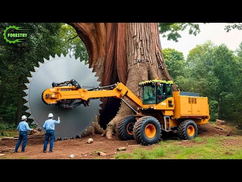 Extreme Dangerous Fastest Big Chainsaw Cutting Tree Machines | Monster Stump Removal Excavator #144