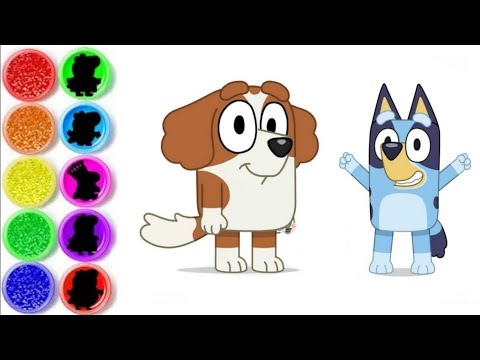 Drawing and colouring Bluey characters Bentley