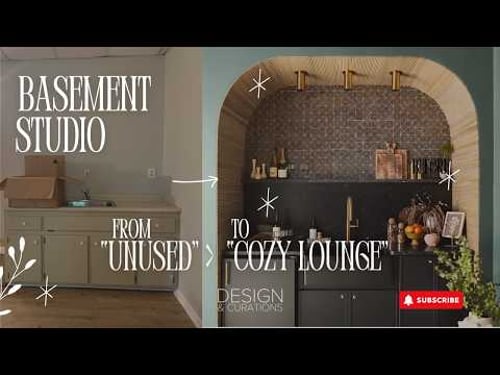 Basement Studio Tour | From Unused Basement to Basement Studio Office and a Green Cozy Lounge