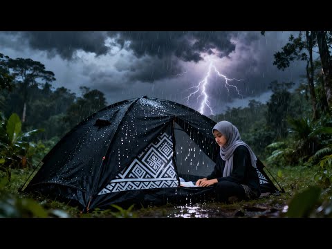 Solo Camping in Heavy Rain | A Girl Alone in the Forest 🌧️ | ASMR