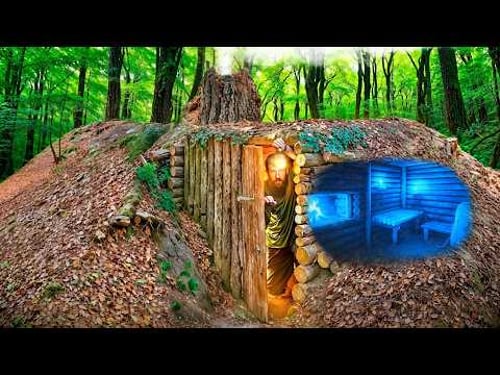 Building a SECRET DUGOUT with a survival stove. | Bushcraft