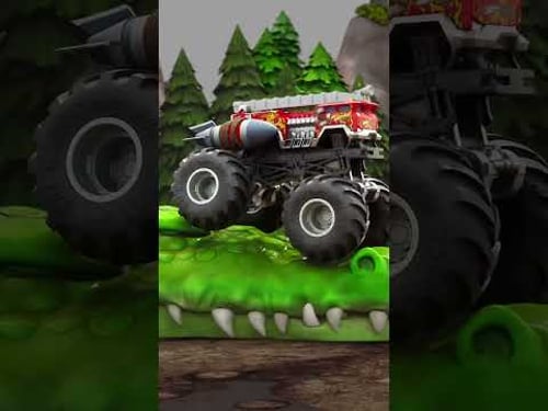 Hot Wheels Monster Trucks Take on an Alligator! #shorts