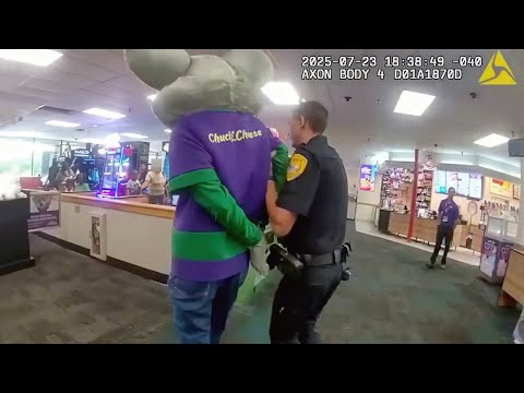 Chuck E. Cheese Mascot gets Arrested in front of Kids at Work. BODYCAM