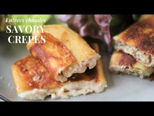 How to make creamy savory French crepes like in France : Ham cheese & mushroom filling (vegetarian)