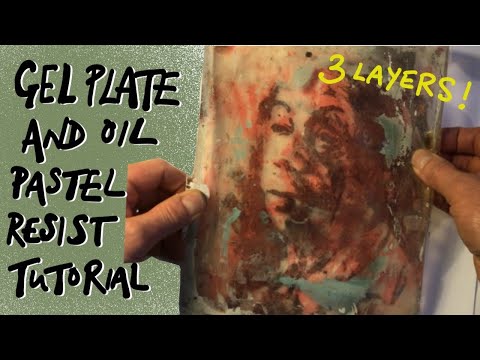 Gelli plate tutorial - oil pastel resist!