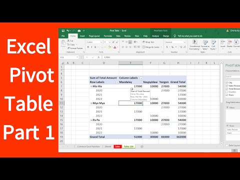 Excel Pivot Table Part 1 | အခြေခံ Pivot Table သုံးနည်း | ကွန်ပျူတာသင်ခန်းစာ | Experience Sharing