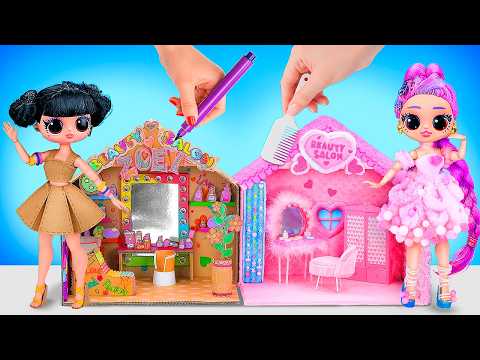 DIY Cardboard and Fluffy Beauty Salon for K-Pop Demon Hunters! 10 Crafts for L.O.L. Dolls