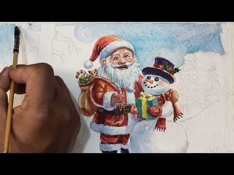 Easy Watercolor Santa & Snowman Tutorial for Beginners | Festive Christmas Art #christmas #art