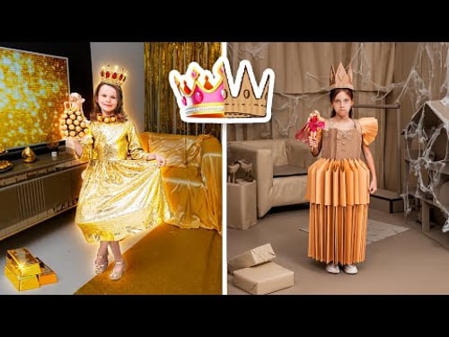 Rich vs Broke Barbie 🎀 Cardboard House Challenge for Kids