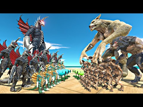 Werewolf Fights in Peashooter Arena | Gigan Team vs Werewolf - Animal Revolt Battle Simulator