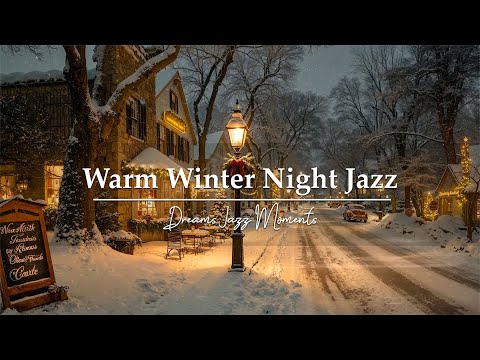 Relaxing Jazz in a Peaceful Christmas Town 🎄Snowy Old Town Coffee Shop | Quiet Winter Night Ambience