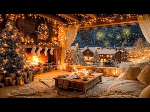 π₯Cozy New Year's Eve 24/7πInstrumental Happy New Year & Christmas Music With Fireplace for Relaxing