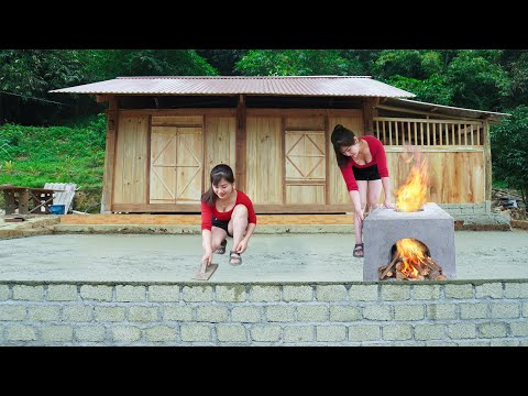 CEO Girl Leaves The City for The Forest: Build Stove Kitchen & Front Yard Embankment, Water Tank