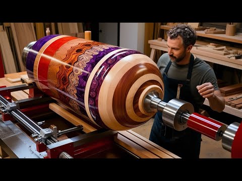 From Raw Wood to Masterpiece: A Vase Made From Epoxy Glue And Wood - The Magic of Woodturning!