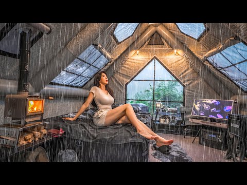 CAMPING IN HEAVY RAIN WITH A NEW LUXURY INFLATABLE TENT