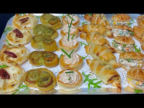 6 Easy Puff Pastry Assortments for your Dinner Appetizers! Christmas Buffet! Appetizers!