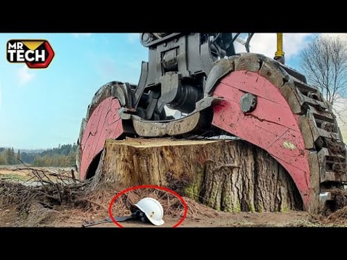 Extreme Dangerous Fastest Big Chainsaw Cutting Tree Machines | Monster Stump Removal Excavator #35